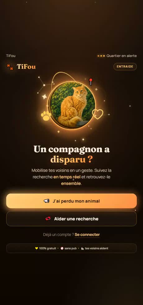 TiFou : recherche d'un animal perdu sur une carte